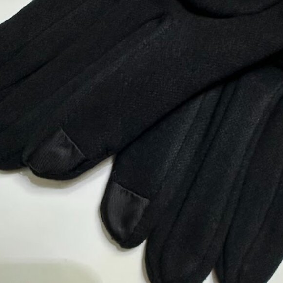 New Elegant Black Winter Gloves with Faux Fur Cuffs - Picture 5 of 5